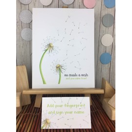 Fingerprint Dandelion Guest Sign In, Unframed, Baby Shower Guest Book Alternative, Thumb Print Tree