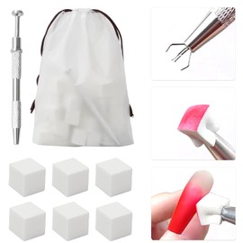 1 x Nail Sponge Gripper with 50 Mini Nail Sponges Blocks, Nail Art Accessories for Ombre Nail Design, Sponge Brush for DIY Nail Art & Nail Design Tools