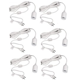 Simple Deluxe 6-Pack 12 Feet Extension Hanging Lantern Pendant Light Lamp Cord Cable E26 Socket (no Bulb Included) Gear Switch, White