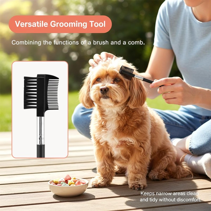 Stainless Steel Dog Eye Comb, ABS Handle Fine-Tooth Grooming Tool