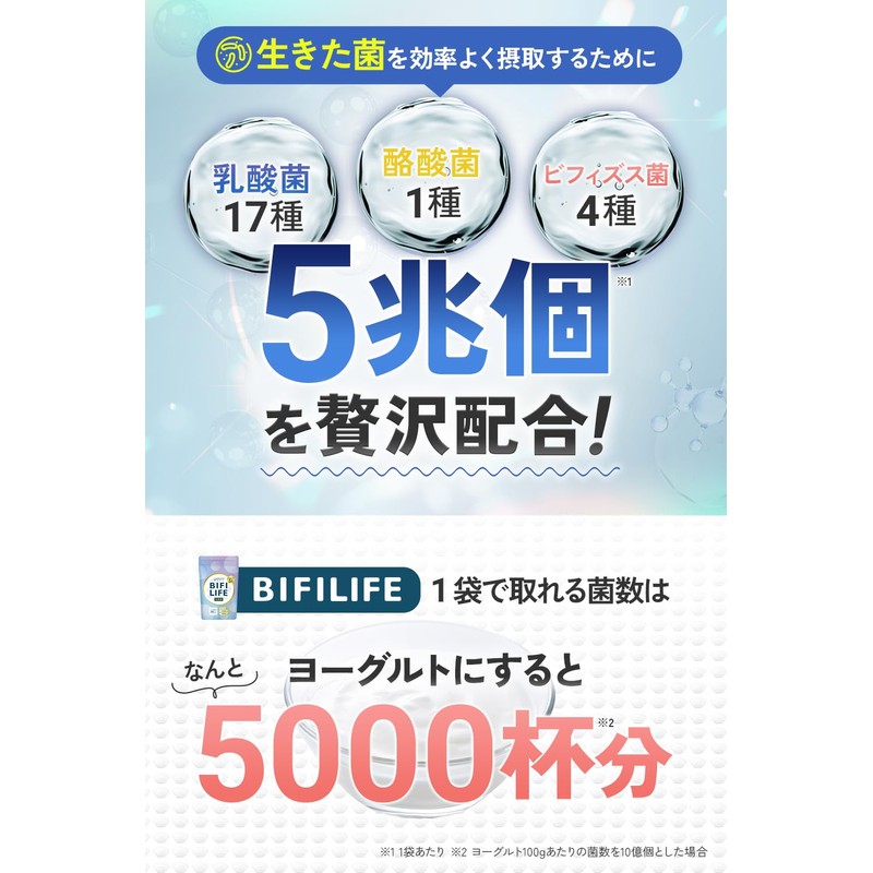 ビフィライフ 乳酸菌 サプリ 30日分x1袋[ 17種 乳酸菌 酪酸菌 ビフィズス菌 5兆個 贅沢配合
