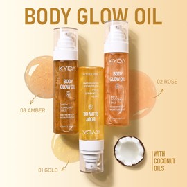 Sunscreen Body Glow Oil, Broad Spectrum SPF 45, Lightweight Water Resistant Shimmering Body Oil with Rose Gold Mica, Moisturizing Coconut, Glow Moisturizer-ROSE, 3.38 fl oz