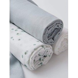 Little Bamboo Muslin Baby Wrap 3 Pack, 120 x 120 cm Whisper Grey