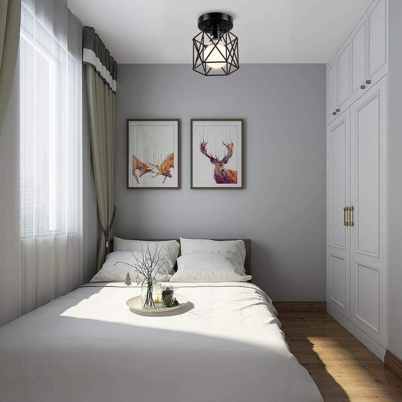 Semi Flush Mount Ceiling Light, 2 Pack Black Cage Ceiling