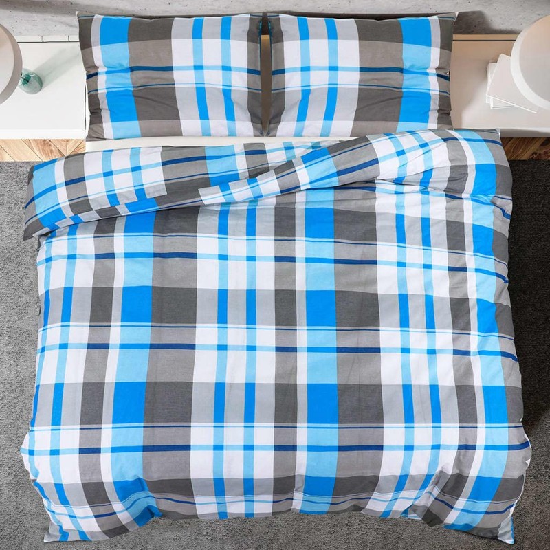 vidaXL Cotton Duvet Cover Set 220x240 cm, Elegant Blue and