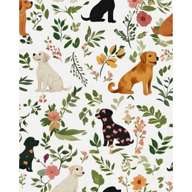 Fvlow Patchwork Dog Floral Wallpaper Peel and Stick 17.4" x 118" Animals Contact Paper Modern Puppy Self Adhesive Covering for Bedroom Cabinet Bathroom Home Decor