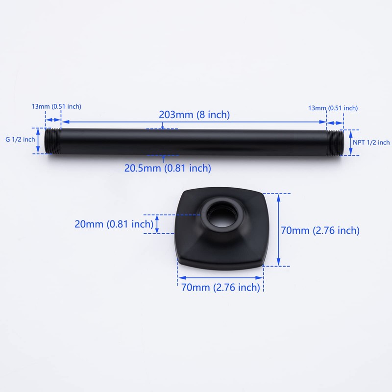 SWHYGER 8 Inch Ceiling Mount Shower Arm and Flange,Straight Arm