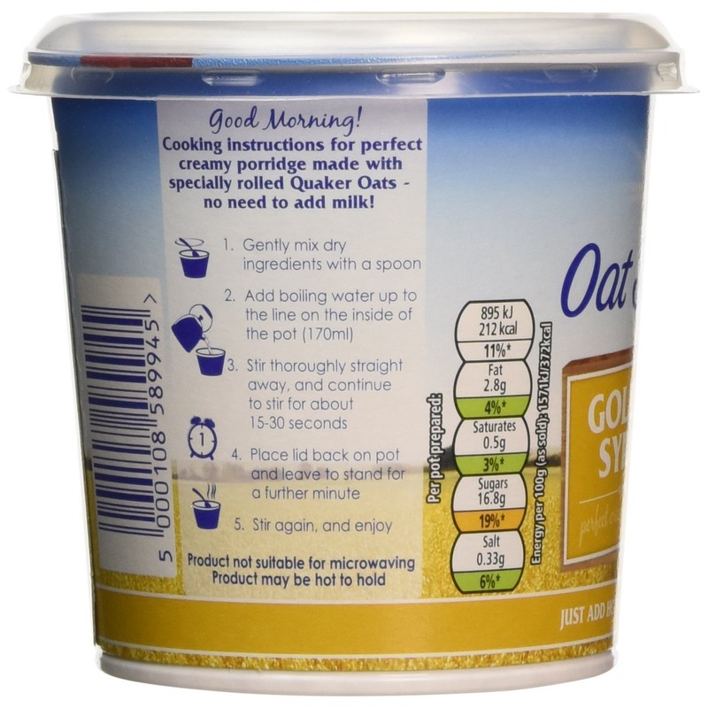 Quaker Oat So Simple Golden Syrup Porridge Pots, 57 g