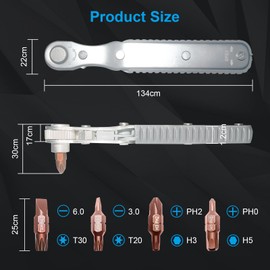 Mythosurge Mini Magnetic Ratchet Wrench, Right Angle Phillips Magnetic Screwdriver for Awkward Spaces, 134mm, with 1/4 Inch Drive High Torque Offset Reversible Mini Ratcheting Offset Screwdriver