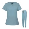 Baoblaze Female Scrub Set, Short Sleeves v Neckline Top and