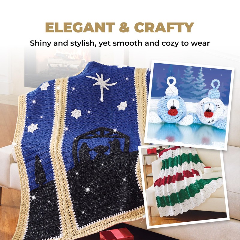 Mary Maxim Starlette Sparkle Yarn, 4 Medium Worsted Weight Yarn