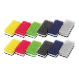 Duskin Sponge, Hard Type, Antibacterial, For Kitchen, 12 Pieces, Kitchen Sponge, Oil Stain and Long Lasting (3 Color Set S Type x 2, Monotone N x 2)