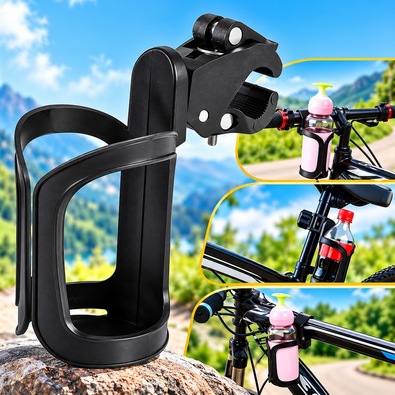 Adjustable Stroller Cup Holder for Drinks – 360° Rotating Bottle