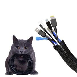 ERKO Cable Sleeve, Black, 13 mm - 3.1 m, Self-Closing Cable Duct for Cable Management, Flexible Woven Cable Protection for Desk, TV, Computer & Home Cinema