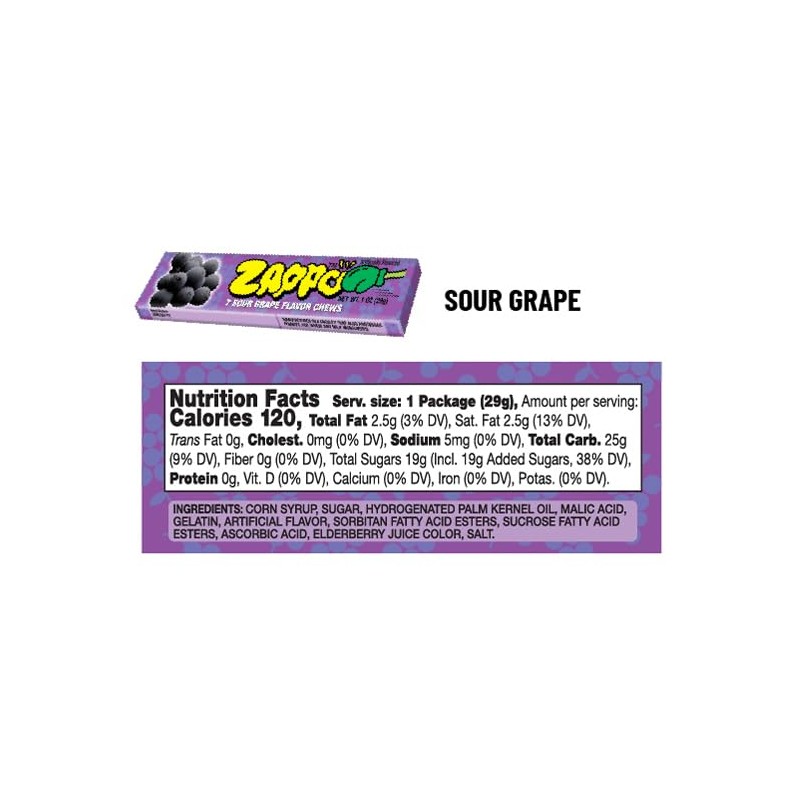 Zappo Sour Flavored Chews Packs (10 Pack, Mix)
