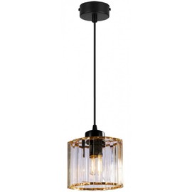Lámpara De Techo Cristal Moderna Decorativa, Lámpara Colgante Semiempotrada Interior Vintage Elegante Iluminación Colgante Industrial para Baño Pasillo Bar 100 * 15 * 15 (Redondo-Negro)
