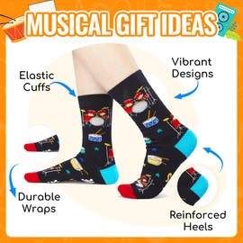 Zmart Drumming Gifts for Drummer - Drumline Percussion Socks for Music Lovers Men Teens