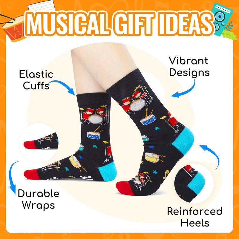 Zmart Drumming Gifts for Drummer - Drumline Percussion Socks for