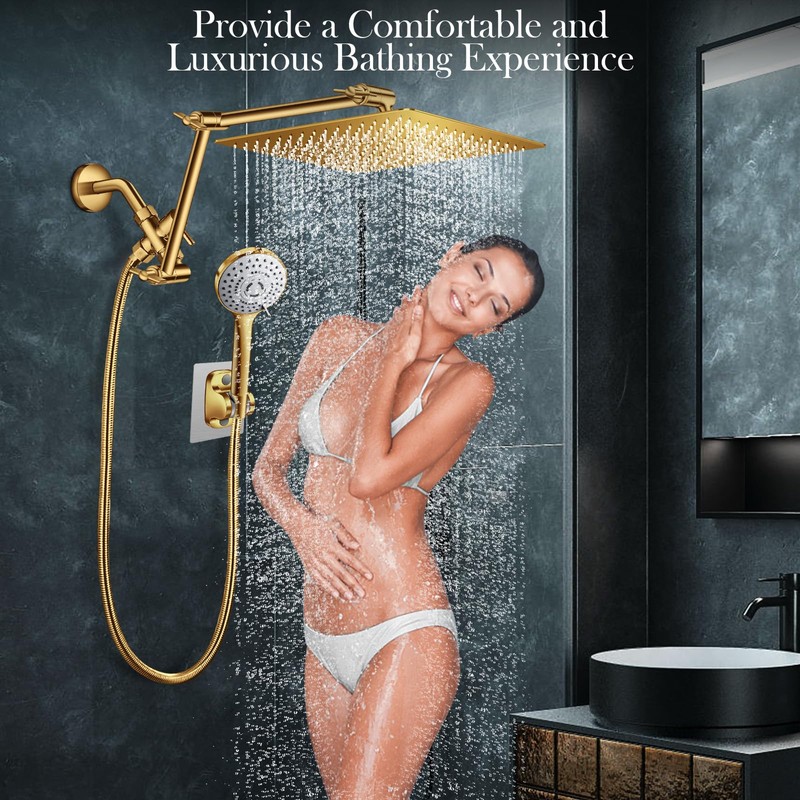 12'' Gold Rain Shower Head, High Pressure Rainfall Shower Head