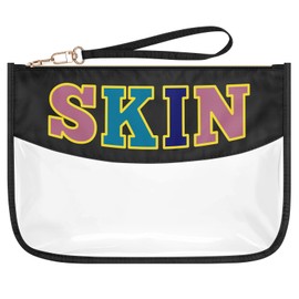 Skin Care Bags for Girls Women Makeup Bag Skin Letter Cosmetic Bag Birthday Mother's Day Graduation Gift for Daughter Sister Friend Niece Travel Gift Zipper Makeup Pouch Clear Toiletry Bag Storage Bag