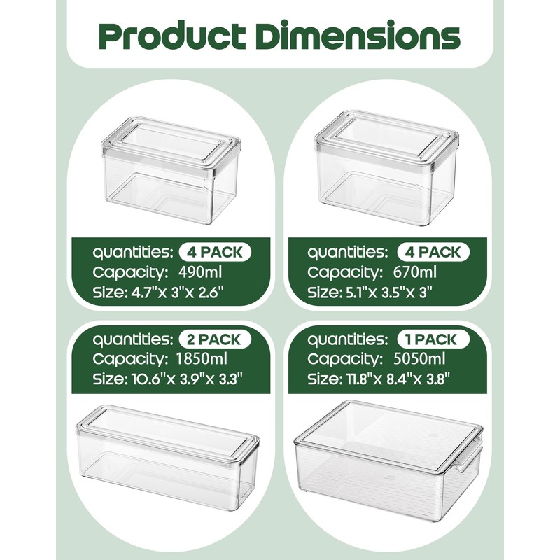 KEMETHY 11 Pack Refrigerator Organizers and Storage, Stackable Fridge Organizer