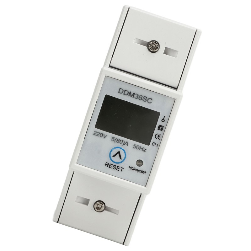 Single Phase Energy Meter LCD Display DIN Rail 2P Total
