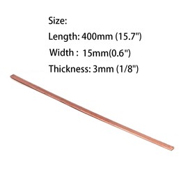 4PCS C110 Copper Flat Bar,1/8" Thickness x 0.6" Width x 15.7" Length Copper Flat Bar Stock, 3mm x 15mm x 400mm Suitable for DIY Battery Connection, etc.