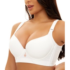 Xuvozta Women Super Push Up Bra Padded Add Two Cups U Back Soft Half Cup T-Shirt Bras White 42B