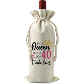 40th Birthday Gifts for Women - Decorative Wine Bag Birthday Gift with Witty Quote - Cute Female Gifts For Women Turning 40 - Best Friend Birthday Gifts, Wife, Mom, Coworker, Sister Birthday Gifts