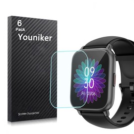 Youniker 6 Pack Compatible with RUIMEN H1 1.85 Inch Smart Watch Screen Protectors Film for HappyCat Fit H1 1.85'' Smartwatch Screen Protector Foils Cover Clear HD Anti-Scratch