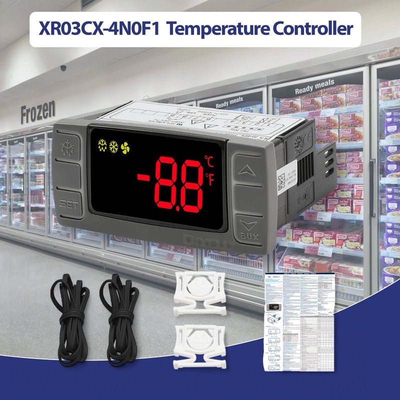 Digital Temperature Controller XR03CX-4N0F1 for Commercial Refrigeration, 120V 50-60Hz, Compatible
