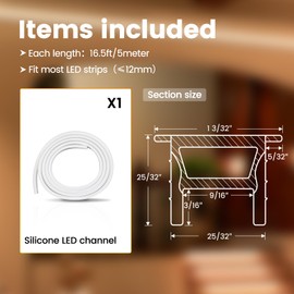 Muzata 16.5FT/5M Plus-Size Spotless White Silicone LED Channel System 20x20mm with Flange Recessed Flexible Tube (LED Strip Lights No Need to Pass Through LED Channel) USC6 WW