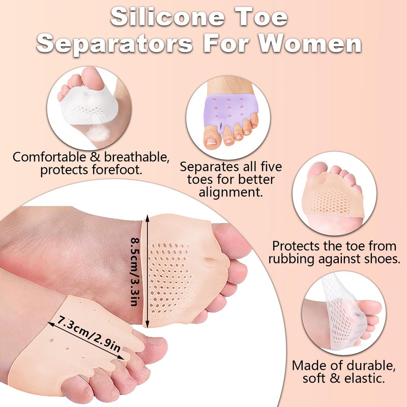 4 Pairs Silicone Toe Separators for Women & Men,Bunion Corrector