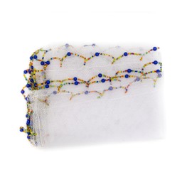 BillionHers Dining Table Food Covers - Beaded Handmade Net Food Cover for Dining Table, Garden Table (Medium White Mesh) 150cm x 95cm