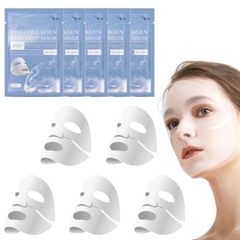 Bio-Kollagen-Gesichtsmaske - Overnight Maske Gesicht - Feuchtigkeitsspendende Kollagen-Maske - Porenverfeinernde Anti-Falten-Tuchmaske - Straffende Maske zur Verbesserung der Hautelastizität (5)