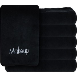Toallas de Maquillaje - Paquete de 6 - Paño de Microfibra de Felpa de Coral Ultra Suave y Delicado para Lavar la Cara y Remover el Maquillaje, 33 x 33 cm, Negro