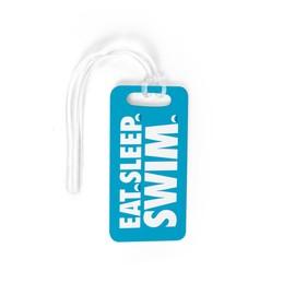 ChalkTalkSPORTS Swimming Luggage & Bag Tag | Eat Sleep Swim | Custom Info on Back | Small | Aqua