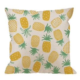 HGOD DESIGNS Pineapple Pillow Case,Cute Pineaaple Pattern Art Design Cotton Linen Cushion Cover Square Standard Home Decorative for Men/Women/Kids 18x18 inch Yellow Green