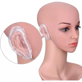 100 PCS Clear Ear Covers Disposable Plastic Ear Caps Care Ear Protection for Hair Dye Shower Bathing Spa Salon