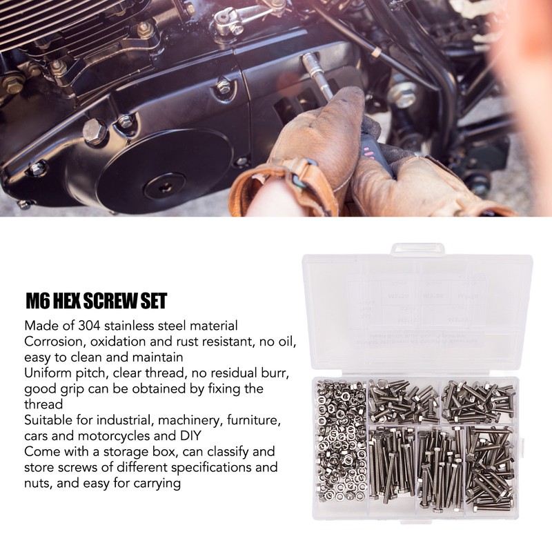 300Pcs M3 Hex Screws Nuts Set with Storage Box Uniform