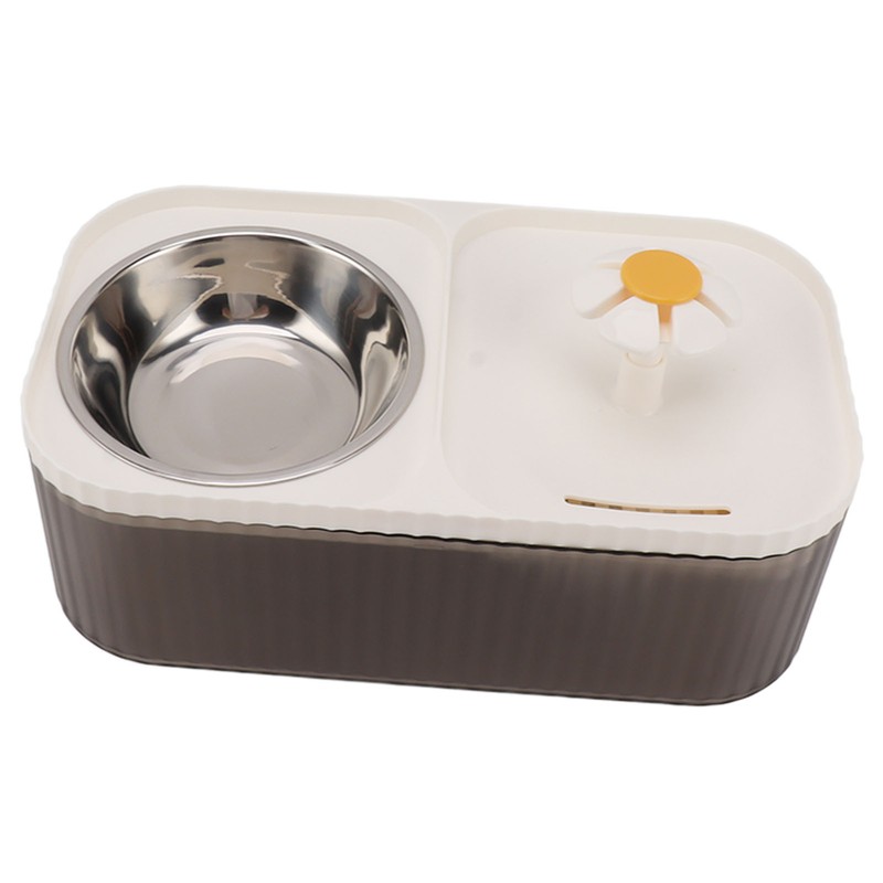 Cat Water Fountain Food Bowl High Capacity Quiet 2 In