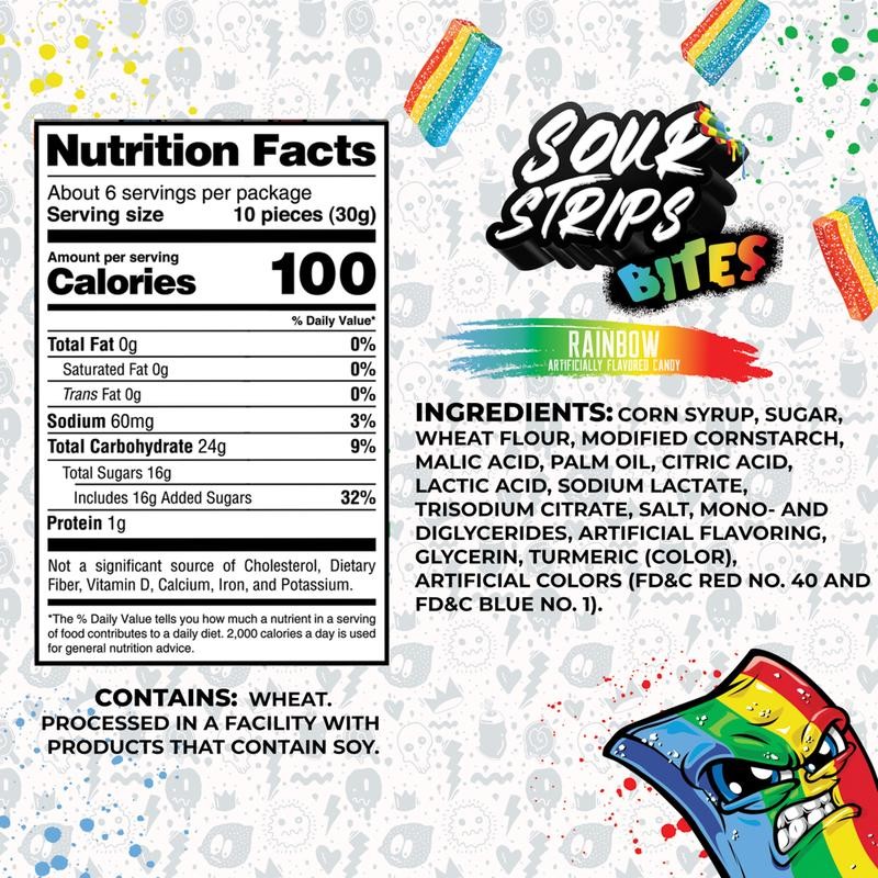 Sour Strips Bites-Four Pack - Flavor: Rainbow