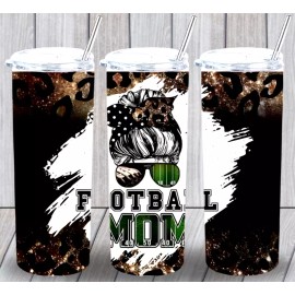 Unbranded Mom Life 68 Football Mom Multicolor 20oz Insulated Tumbler Lid Clear Straw New