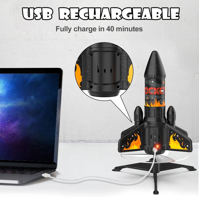Ovaasy Rocket Launcher for Kids, 200 ft Self Launching Motorized