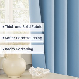 Phating Extra Long Blackout Curtains, 192" Long Grommet High Ceiling Drapes, 2 Story Curtains for Living Room (1 Panel, Light-Blue, 52"x192")