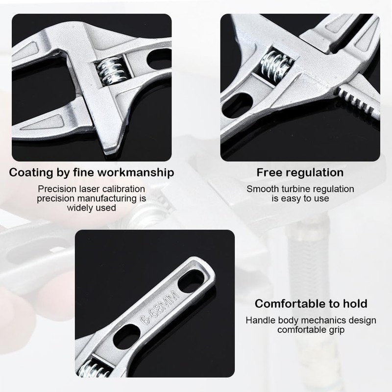 Adjustable Wrench,Adjustable Thin & Extra Wide Spanner Wrench,Aluminum Alloy Adjustable