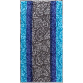 Erwin Müller Paisley Bath Towel Set of 2 Walk Terry Turquoise/Navy/Grey Size 70 x 140 cm