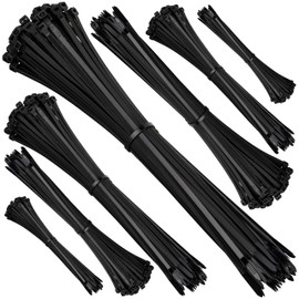 ISOLATECH Cable Ties Black UV Resistant Large Small Long Flat Set 200 Pieces Each 40 Pieces: 100 mm x 2.5 mm, 160 mm x 2.5 mm, 200 mm x 3.6 mm, 300 mm x 3.6 mm, 450 mm x 7.6 mm