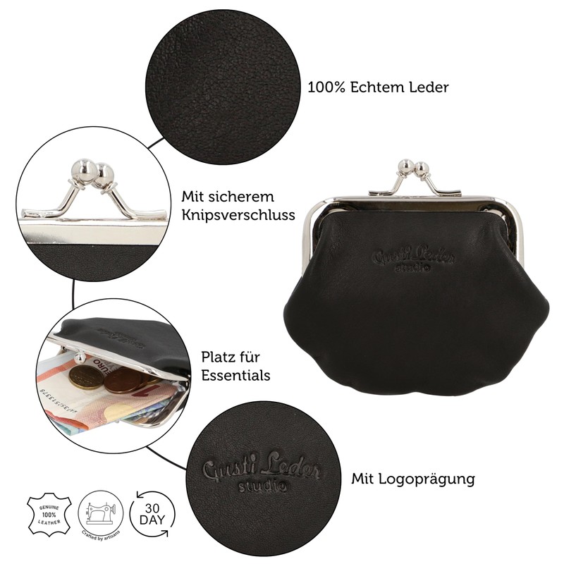 Gusti Fenja Leather Wallet with Clip Closure, Click Closure Clip