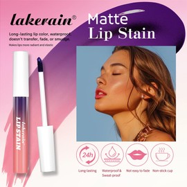 Mrettick Peel Off Lip Stain 3 Colours Matte Tattoo Peel Off Lip Liner Set Durable Waterproof Nude Lip Gloss Highly Pigmented Tattoo Lip Tint Stain Beauty Gift Sets for Women (Red, 3)